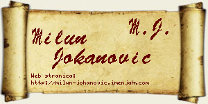 Milun Jokanović vizit kartica